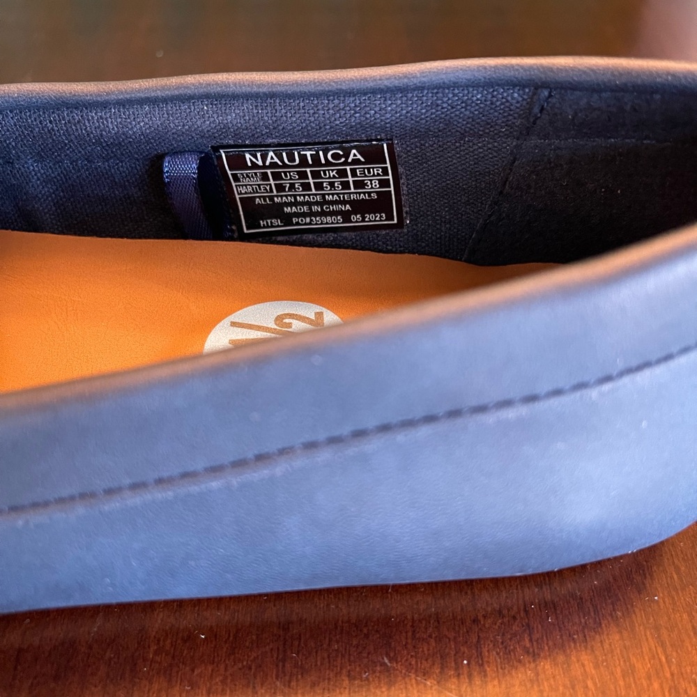 NWOT Nautica Hartley Blue Faux Leather Loafers Shoes Slip On, Navy - SZ 7.5 - Picture 6 of 7